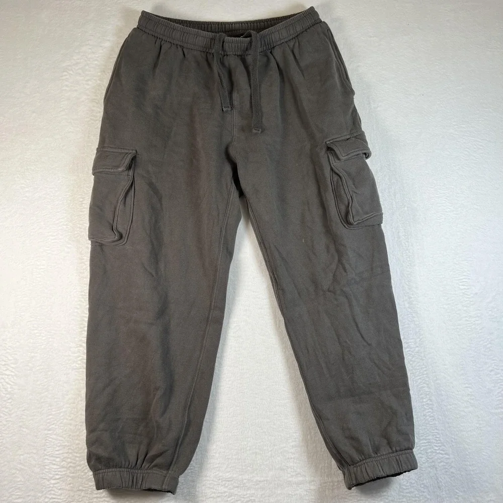 Aeropostale Sweatpants Teens Medium Gray Fleece Cargo Joggers Elastic Waist
